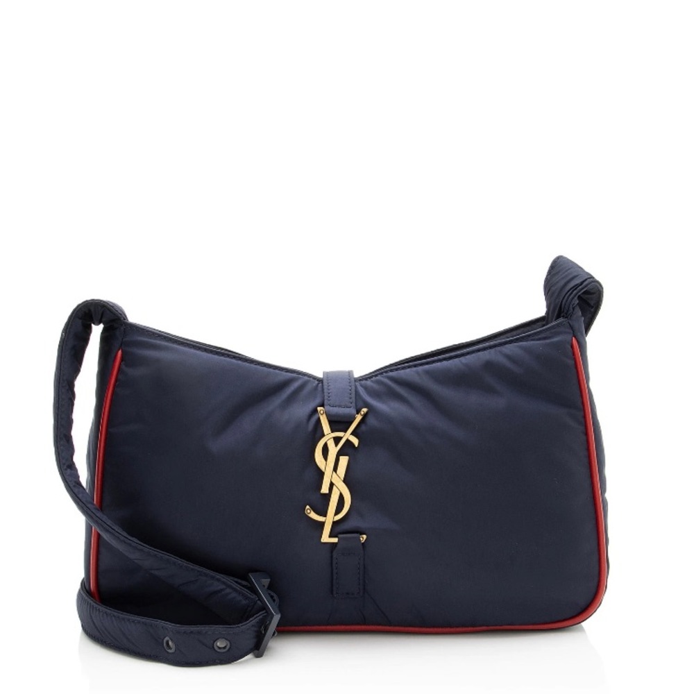 Yves Saint Laurent YSL Le 5 À 7 Nylon Crossbody Bag Navy Blue & Red Trim